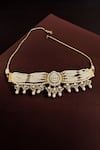 Buy_Amaara Jewels_White Pearls, Stones, Beads Sunehri Embellished Choker Set _at_Aza_Fashions