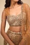 Buy_Seema Gujral_Gold Net Sequins, Beads Sweetheart Neck Embroidered Mermaid Lehenga Set _Online_at_Aza_Fashions