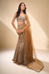 Buy_Seema Gujral_Gold Net Sequins, Beads Sweetheart Neck Embroidered Mermaid Lehenga Set _at_Aza_Fashions