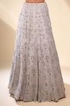 Seema Gujral_Gray Organza Sequins, Stones, Beads, Tassels Heavily Embellished Lehenga Set _at_Aza_Fashions