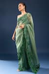 Anushree Reddy_Green Embroidery, Sequins Saree With Unstitched Blouse Piece _Online_at_Aza_Fashions
