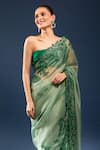 Anushree Reddy_Green Embroidery, Sequins Saree With Unstitched Blouse Piece _at_Aza_Fashions