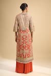 Shop_Anamika Khanna_Rust Embroidery, Tassels, Beads Split V-neck Front Open Kurta And Palazzo Set _at_Aza_Fashions