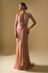 Buy_Tarun Tahiliani_Blush Beads Halter , High Yoke Draped Concept Gown _Online_at_Aza_Fashions