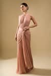 Buy_Tarun Tahiliani_Blush Beads Halter , High Yoke Draped Concept Gown _at_Aza_Fashions