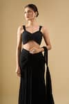 Shop_Tarun Tahiliani_Black Sequins, Beads Sweetheart Pre-draped Concept Saree Set With Corset Belt _Online_at_Aza_Fashions