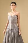 Shop_Tarun Tahiliani_Gray Sequins Sweetheart Neck Embellished Lehenga Set With Corset _Online_at_Aza_Fashions