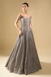 Tarun Tahiliani_Gray Sequins Sweetheart Neck Embellished Lehenga Set With Corset _at_Aza_Fashions