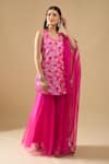 Buy_Archana Shah_Pink Organza Sequins, Embroidery Scoop , Square Kurta Set _Online_at_Aza_Fashions