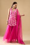 Buy_Archana Shah_Pink Organza Sequins, Embroidery Scoop , Square Kurta Set _at_Aza_Fashions