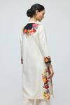 Shop_Balance By Rohit Bal_Ivory Chanderi, Voile Mandarin Collar, Keyhole Floral Print Tunic With Pant _at_Aza_Fashions