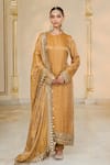 Buy_Arpita Mehta_Gold Tissue, Dupion Embroidery, Mirrors, Beads, Hand Long Kurta Churidar Set _at_Aza_Fashions