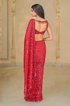 Shop_Arpita Mehta_Red Georgette Sequins, Mirrors, Embroidery Hand Pre-draped Saree And Blouse _at_Aza_Fashions