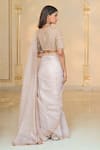 Shop_Arpita Mehta_Rose Gold Tissue, Net Embroidery, Sequins, Stones, Beads Hand Classic Sari Set _at_Aza_Fashions