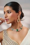 Buy_Zevar By Geeta_Gold Plated Stones, Crystals Kundan Polki Embellished Necklace Set _at_Aza_Fashions