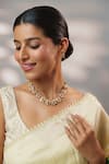 Buy_Zevar By Geeta_Gold Plated Stones, Crystals Moissanite Embellished Necklace Set _at_Aza_Fashions