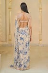 Shop_Arpita Mehta_Beige Organza, Net Sequins, Stones, Bloom Print And Rose Gold Sari Set _at_Aza_Fashions