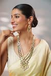 Buy_Zevar By Geeta_Gold Plated Stones, Crystals Moissanite Long Pendant Necklace Set _at_Aza_Fashions