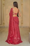 Shop_Arpita Mehta_Red Organza, Net Mirrors, Embroidery Hand Pre-stitched Lehenga Sari Set _at_Aza_Fashions