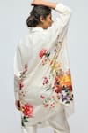 Shop_Balance By Rohit Bal_Ivory Chanderi Collared, Button-down Neck Floral Print Tunic _at_Aza_Fashions