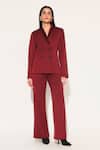 Buy_Linetribe__Maroon Crepe Solira Embellished Blazer With Pant _at_Aza_Fashions