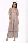 Buy_Soup By Sougat Paul_Pink Crop Top Deep Neckline Embroidered Jacket And Pant Set _at_Aza_Fashions