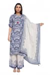 Buy_So Us By Sougatpaul_Blue Muslin Slub Round Printed Kurta And Palazzo Set _at_Aza_Fashions