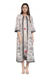 Buy_So Us By Sougatpaul_Black Muslin Slub Jacket Round Neckline Printed Tunic And Set _at_Aza_Fashions