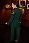 Shop_Label Deepika Nagpal_Green Crepe Crystals Chelsea Embellished Blazer And Pant Set _at_Aza_Fashions