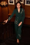 Buy_Label Deepika Nagpal_Green Crepe Crystals Chelsea Embellished Blazer And Pant Set _at_Aza_Fashions