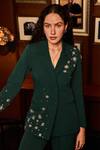 Buy_Label Deepika Nagpal_Green Crepe Crystals Chelsea Embellished Blazer And Pant Set _Online_at_Aza_Fashions