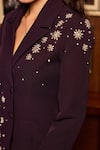 Label Deepika Nagpal_Purple Crepe Crystals Chelsea Embellished Blazer And Pant Set _Online_at_Aza_Fashions