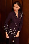 Buy_Label Deepika Nagpal_Purple Crepe Crystals Chelsea Embellished Blazer And Pant Set _Online_at_Aza_Fashions