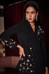 Shop_Label Deepika Nagpal_Black Crepe Crystals Chelsea Embellished Blazer And Pant Set _Online_at_Aza_Fashions