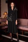 Buy_Label Deepika Nagpal_Black Crepe Crystals Odette Embellished Blazer With Skirt _at_Aza_Fashions