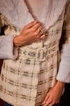 Buy_Label Deepika Nagpal_Beige Tweed Collared Heather Jacket With Belt _Online_at_Aza_Fashions