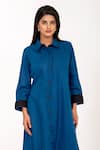 K-Anshika_Blue Collared, Button-down Neck Paneled Midi Dress  _Online_at_Aza_Fashions
