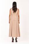 Shop_K-Anshika_Beige Cotton Square Neck Tiered Maxi Dress With Belt _at_Aza_Fashions