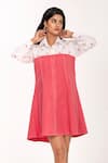 Buy_K-Anshika_Red Embroidery Collared, Button-down Neck Resham Heart Shirt Dress _at_Aza_Fashions