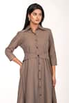 K-Anshika_Brown Collared, Button-down Neck Midi Dress _Online_at_Aza_Fashions