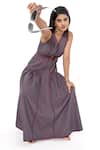 Shop_K-Anshika_Purple V-neck Panelled Cut-out Maxi Dress _Online_at_Aza_Fashions