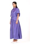 Shop_K-Anshika_Purple Embroidery, Beads Collared, Button-down Neck Maxi Dress With Belt _at_Aza_Fashions