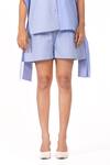 K-Anshika_Sky Blue Collared Striped Shirt With Shorts _Online_at_Aza_Fashions