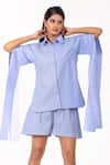 Buy_K-Anshika_Sky Blue Collared Striped Shirt With Shorts _Online_at_Aza_Fashions