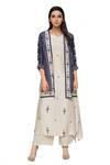 Buy_Soup By Sougat Paul_Blue Rayon Round Printed Kurta With Jacket _at_Aza_Fashions