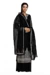 Buy_Neha Khullar_Black Kurta And Palazzo Chanderi Silkdupatta Chiffon Notched Set _at_Aza_Fashions