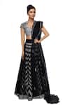 Buy Neha Khullar Black Organza, Chanderi Silk V Neck Embroidered Lehenga Set at Aza Fashions Buy_Neha Khullar_Black Organza, Chanderi Silk V Neck Embroidered Lehenga Set _at_Aza_Fashions