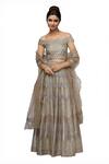 Buy_Neha Khullar_Beige Silk, Organza Embroidered Lehenga Set _at_Aza_Fashions