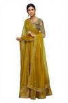 Buy Neha Khullar Yellow Raw Silk, Organza Leaf Neck Embroidered Lehenga Set at Aza Fashions Buy_Neha Khullar_Yellow Raw Silk, Organza Leaf Neck Embroidered Lehenga Set _at_Aza_Fashions