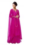 Buy Neha Khullar Pink Silk, Organza V Neck Embroidered Kurta Palazzo Set at Aza Fashions Buy_Neha Khullar_Pink Silk, Organza V Neck Embroidered Kurta Palazzo Set _at_Aza_Fashions